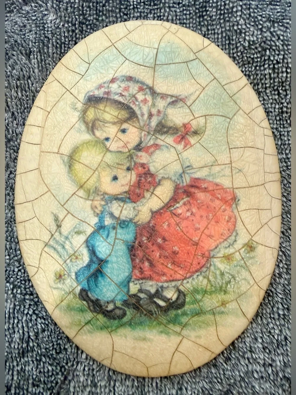 Vintage 1970s Decoupage Wall Plaques Pair - Serendipity Creations & Ceramiques